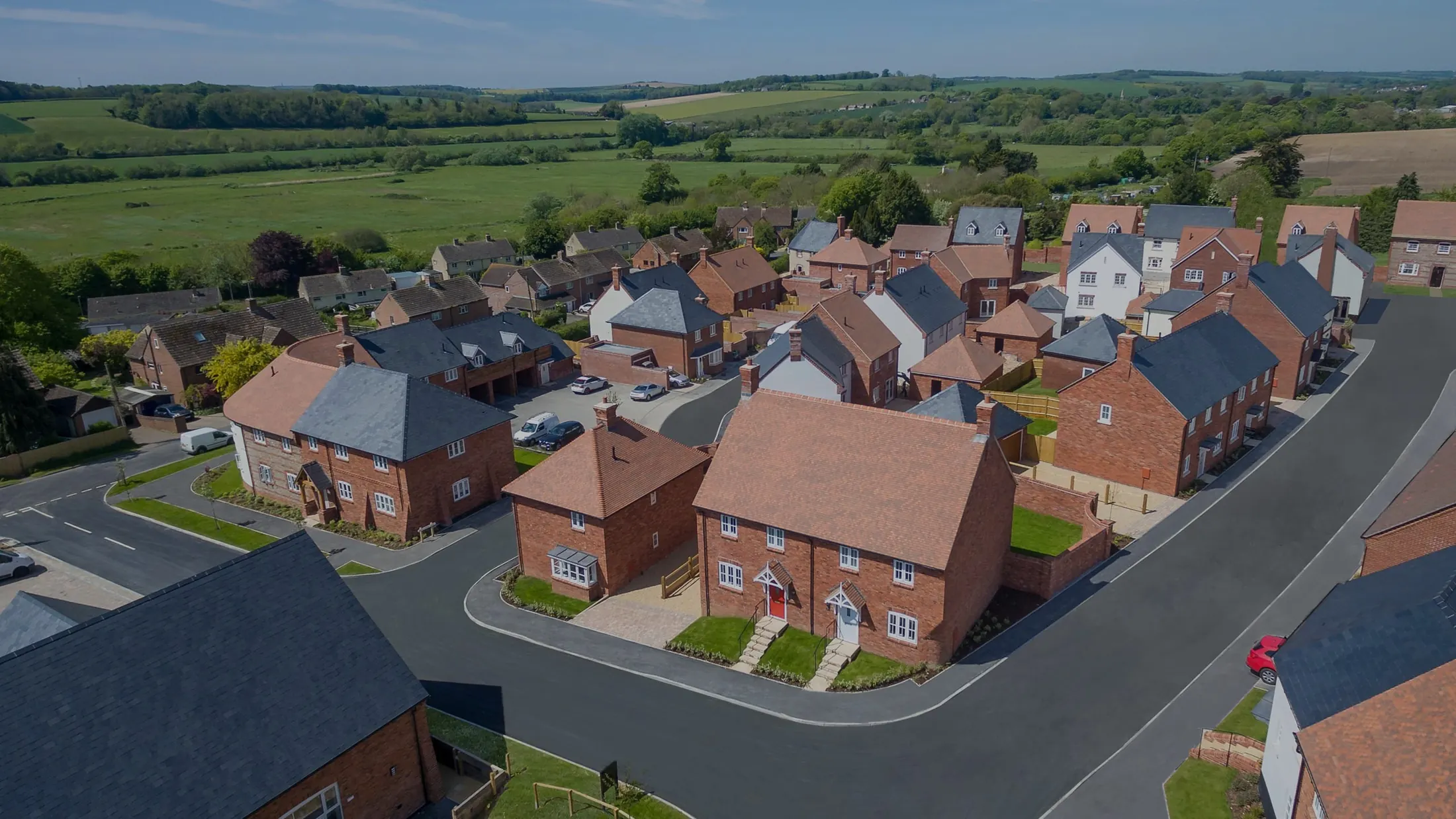 Aerial view of a Homes by Harlequin development